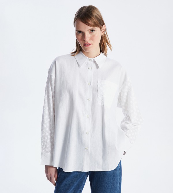Embroidered Oversized Linen Shirt