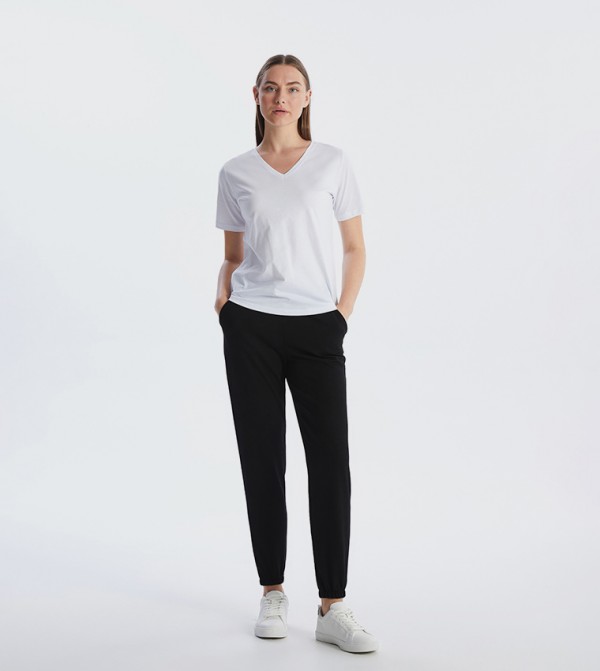 Solid Drawstring Waist Joggers