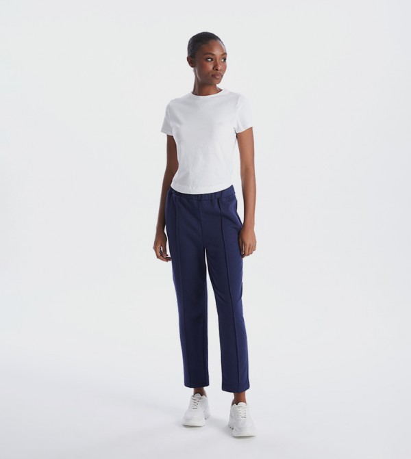Solid Elastic Waist Sweatpants