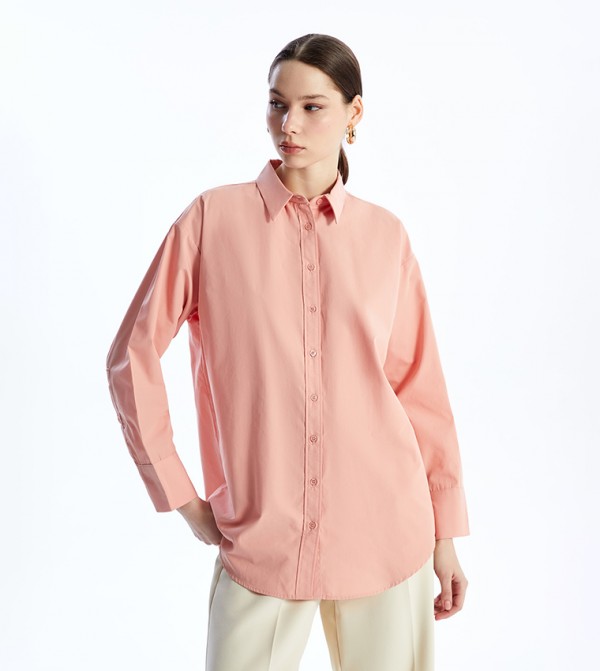 Solid Long Sleeves Poplin Shirt Tunic