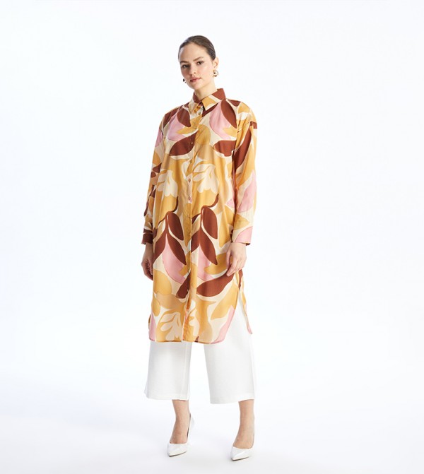 Patterned Long Sleeves Shirt Tunic