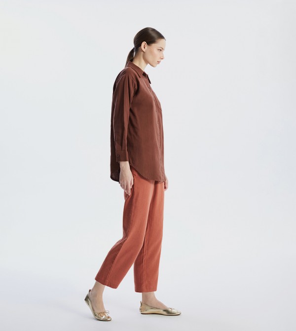 Solid Drawstring Waist Muslin Pants