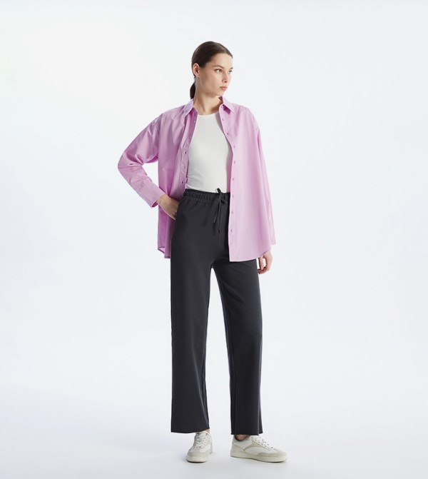 Solid Drawstring Waist Sweatpants