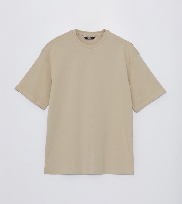Solid Short Sleeves Oversized Combed Cotton T-Shirt