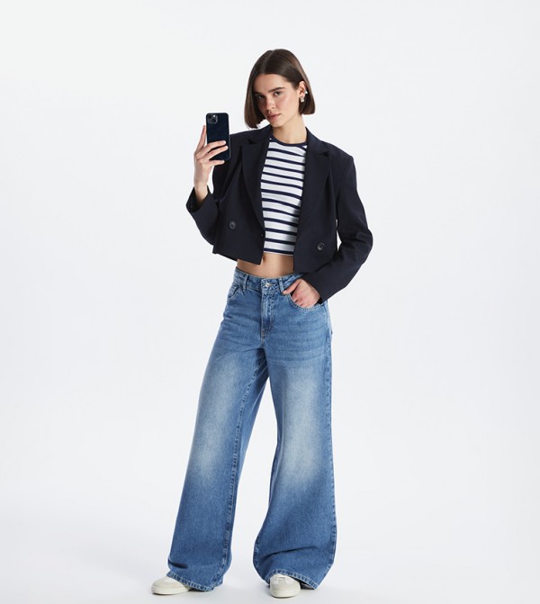 Faded Wide Leg Jeans