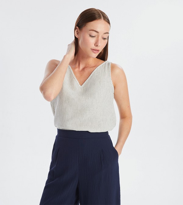 Striped V-Neck Top