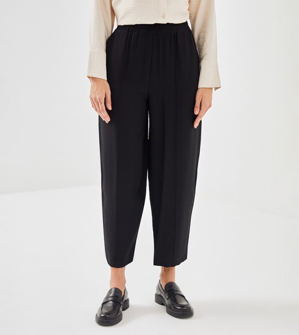 Relaxed Fit Elastic Waist Trousers