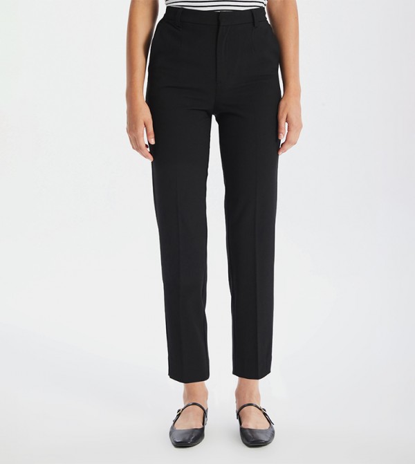 Solid Slim Fit Cropped Trousers