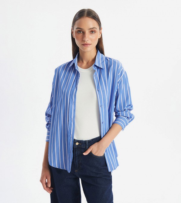 Striped Long Sleeves Oversized Shirt