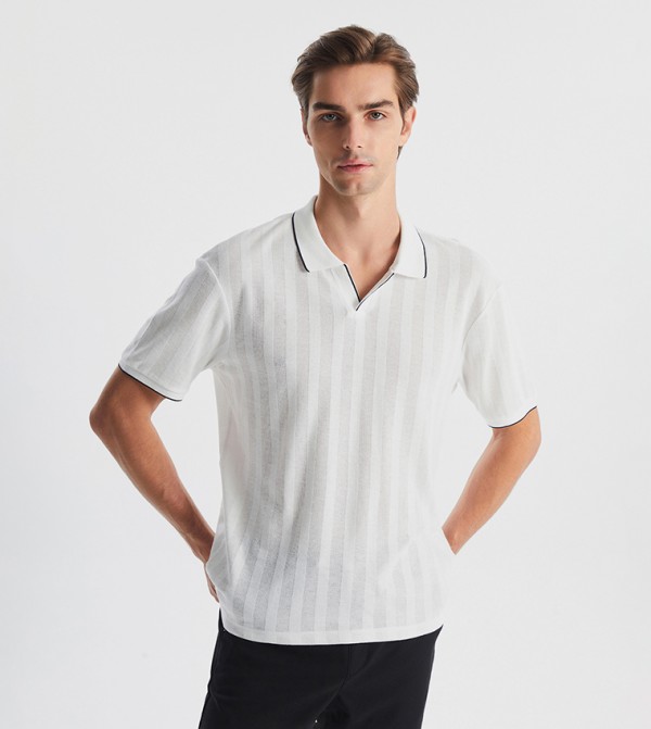 Striped Short Sleeves Polo T-Shirt