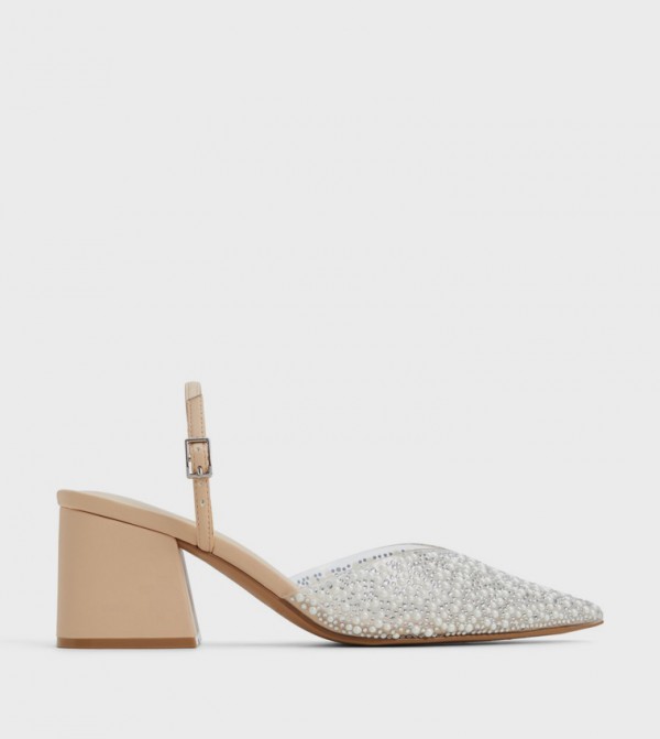 SAMIRAA Pearl Embellished Pumps
