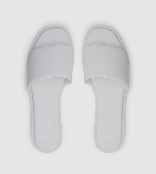 White best sale slide sandals