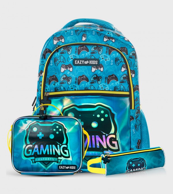 3-Piece 16" Backpack Set with Lunch Bag and Pencil Case - Gaming