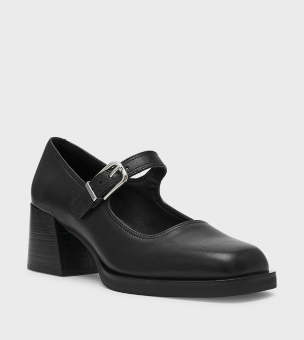 Textured Block Heel Mary Jane Shoes