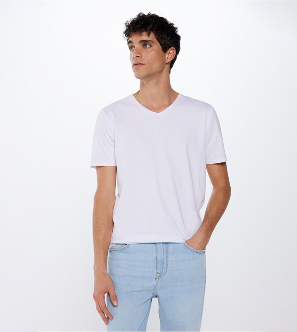 Solid V-Neck T-Shirt