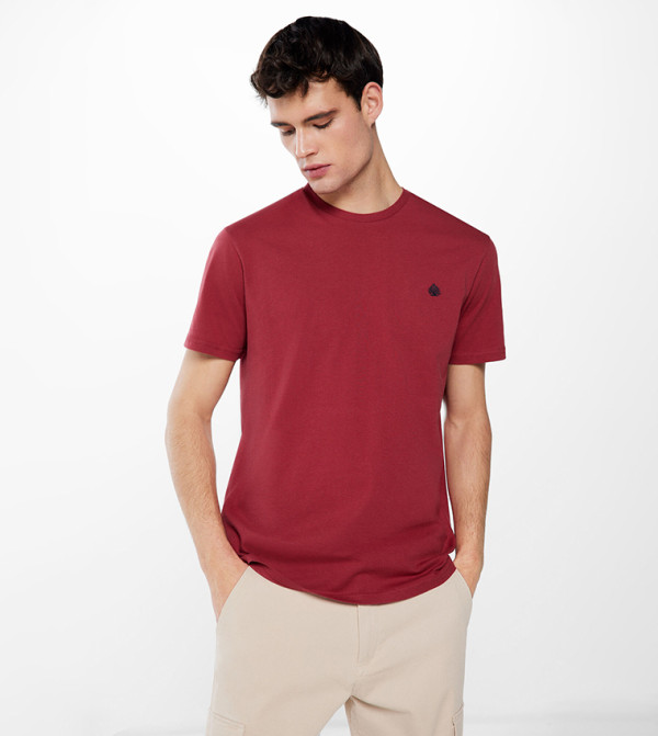 Buy Springfield Logo Detail Short Sleeves T Shirt In Red | 6thStreet Kuwait