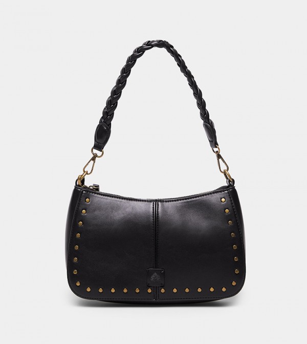 Studded Braided Strap Shoulder Bag
