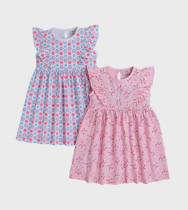 Pack of 2 Printed Ruffle Detail Dresses