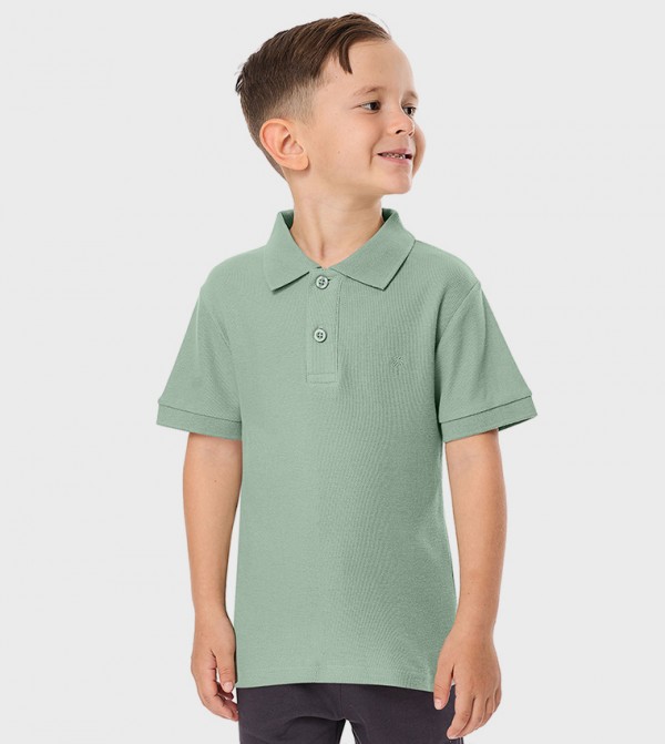 Textured Short Sleeves Polo T-Shirt
