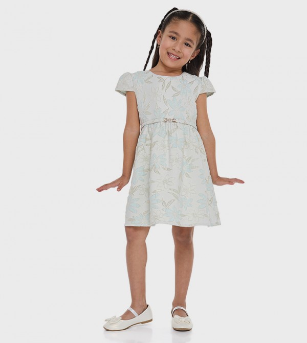 Jacquard Belted Party Dress