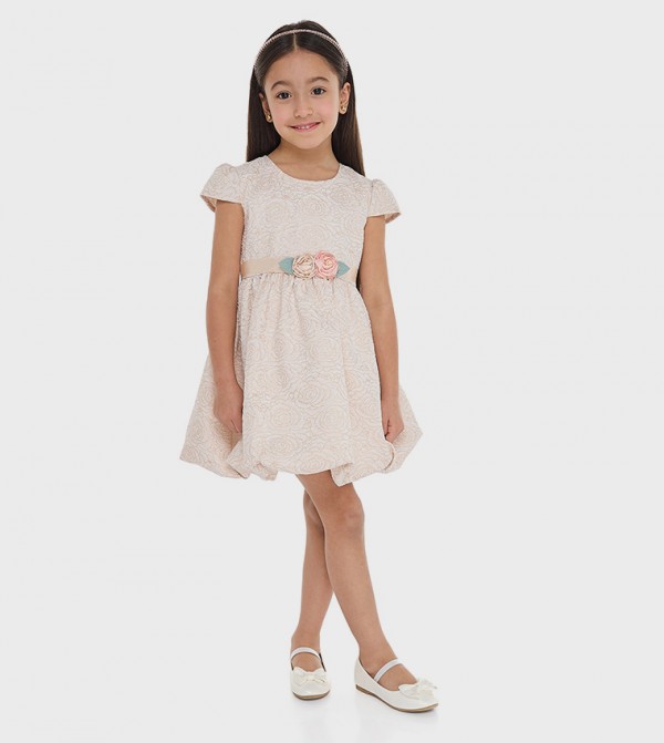 Jacquard Appliqued Balloon Dress
