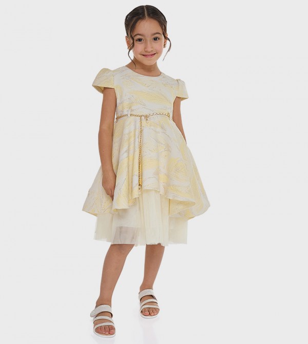 Jacquard Tulle Layered Party Dress