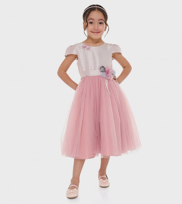 Flower Applique Tulle Dress