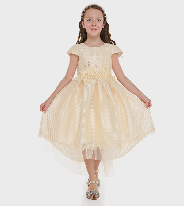 Flower Applique High-Low Dress