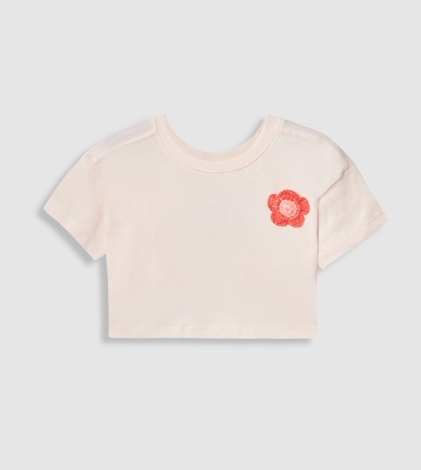 Embroidered Short Sleeves Crop T-Shirt