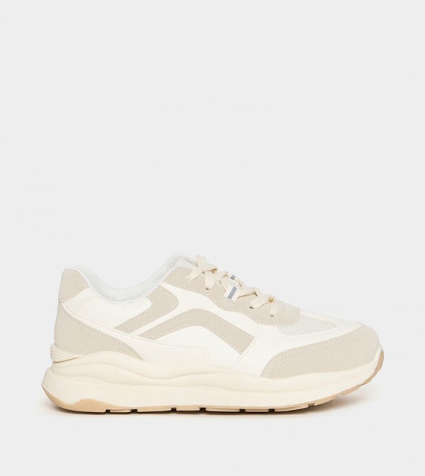Contrast Panel Lace-Up Sneakers
