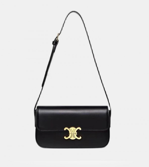 Metal Accent Flap Shoulder Bag