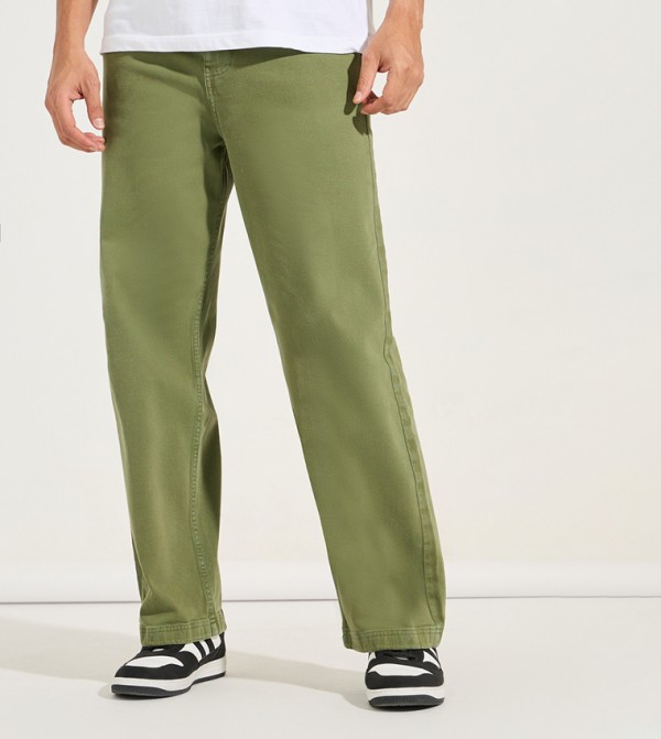 5-Pocket Washed Straight Fit Jeans