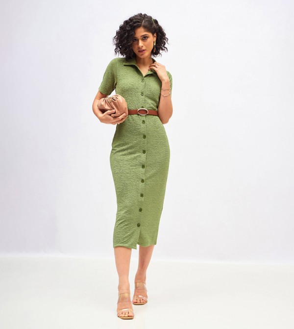 Knitted Bodycon Shirt Dress