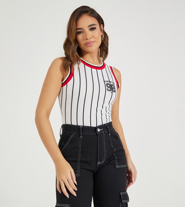 Striped Sleeveless Bodysuit Top