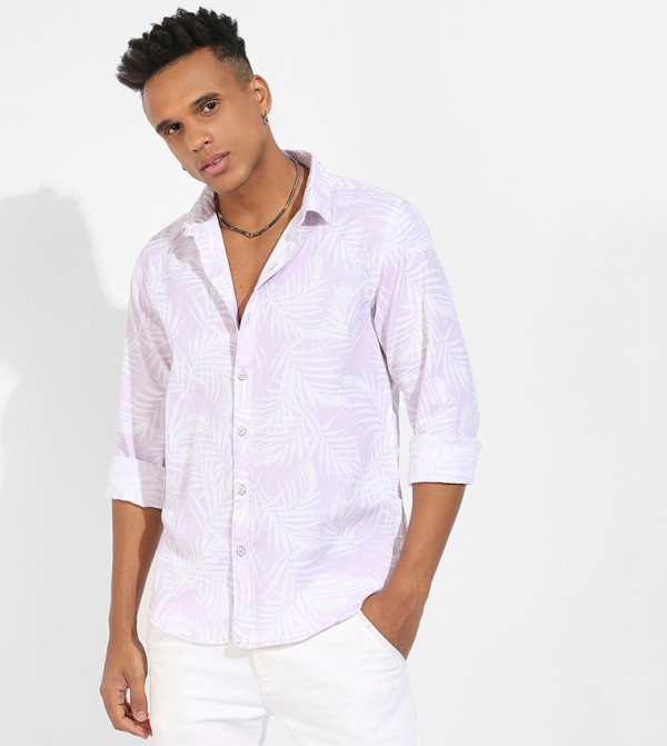 Foliage Print Long Sleeves Shirt