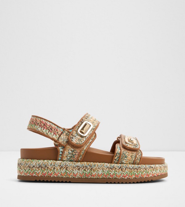 SUNHAVEN Straw Woven Platform Sandals