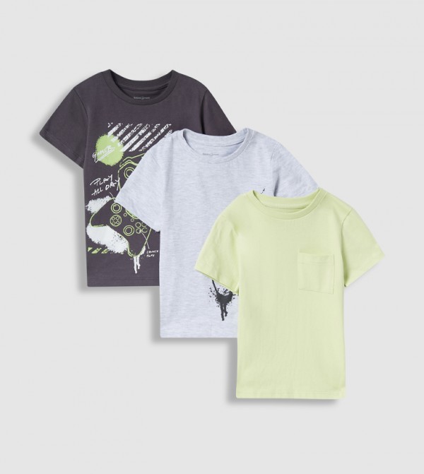 Pack of 3 Printed Short Sleeves T-Shirts