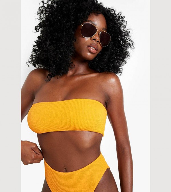 Yellow bandeau clearance swim top