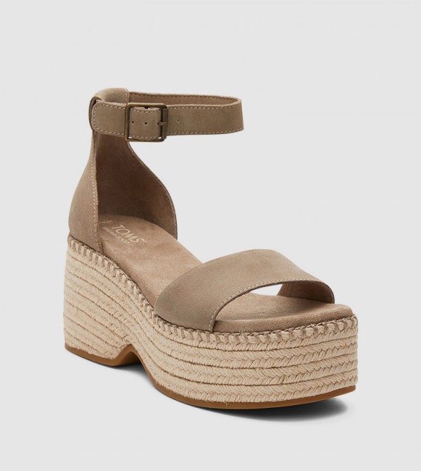 LAILA Suede Ankle Strap Wedge Sandals