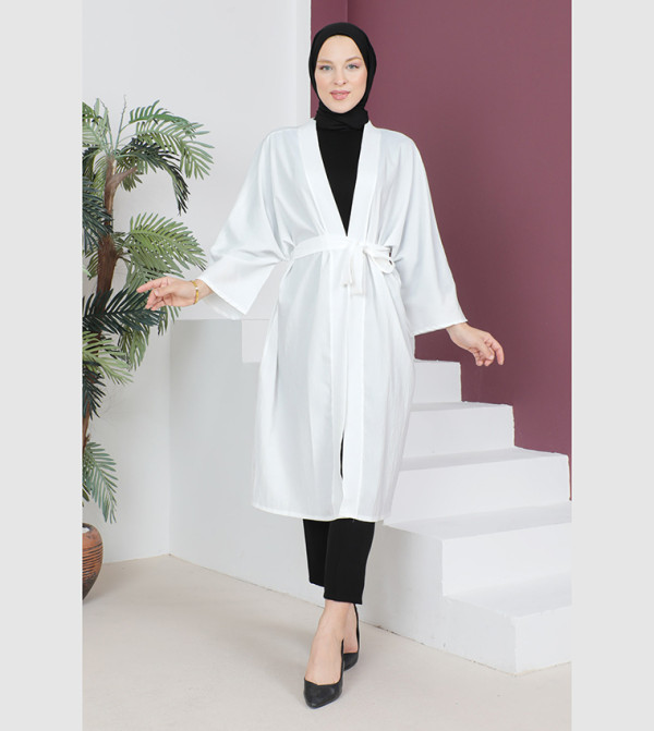 White HLE Long Sleeve Kimono Robe - Hustlers Cherish Them - Respect the Hustle - Perfect for Relaxation and Self-Care