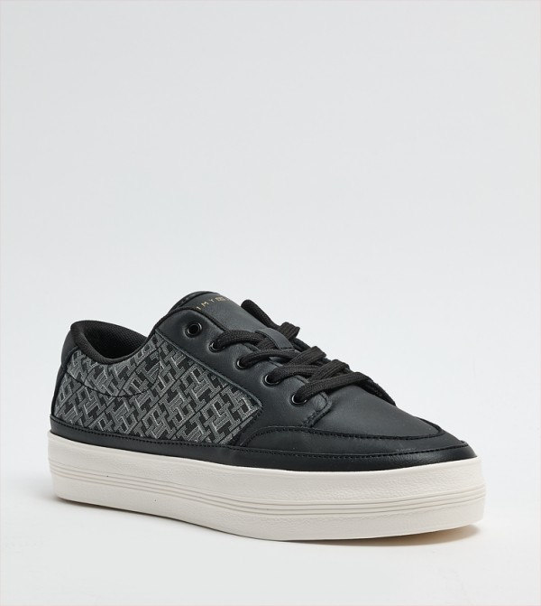 Primed Leather Lace-Up Sneakers