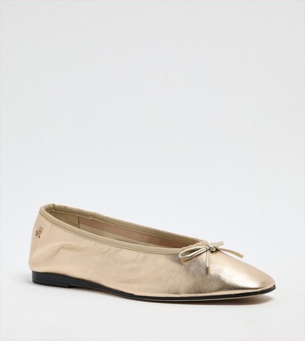 Textured Leather Ballerinas