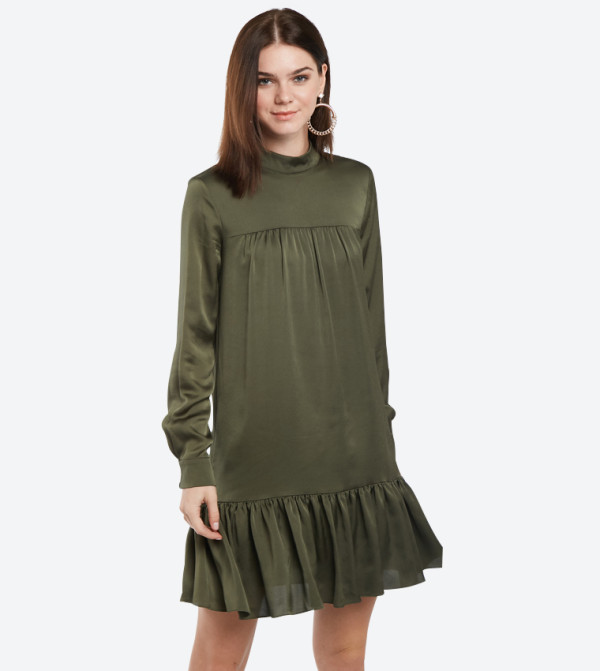 Abito Donna Trendyol Mini Con Scollo Alto E Orlo A Volant - Vestito Elegante In Poliestere - Foto 5