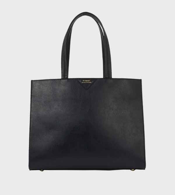 Logo Detail Leather Tote Bag