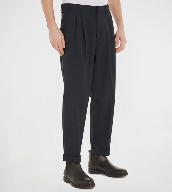 Monogram Button Closure Casual Trousers