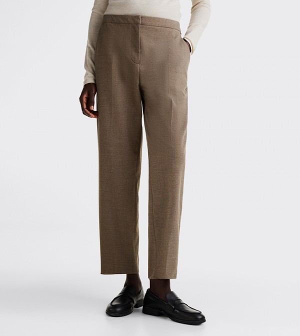 Solid Flannel Slim Fit Pants