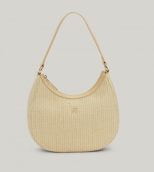 Logo Detail Straw Shoulder Bag