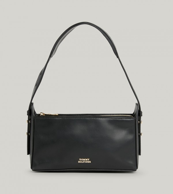 Logo Detail Leather Shoulder Bag