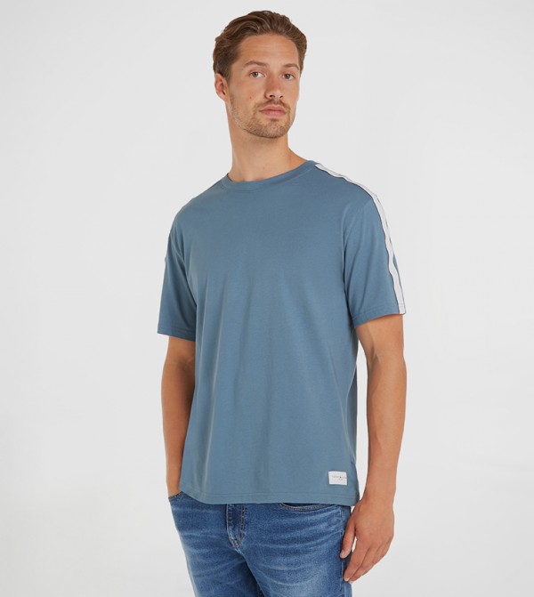 Side Striped Crew Neck Sleep T-Shirt