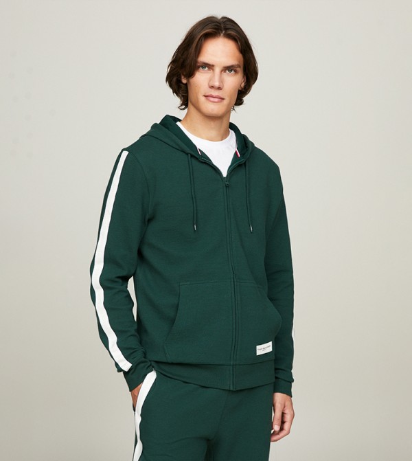 Side Striped Hooded Casual Jacket